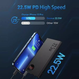 Baseus 20000mAh Adaman Metal Power Bank - 22.5W Fast Charging, Black