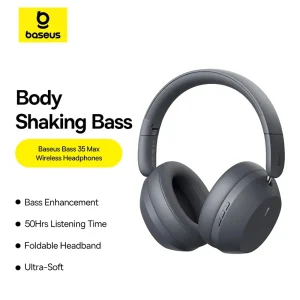 Baseus Bass 35 Max Wireless Headphones 50Hrs Long Battery Life Twilight Grey - Image 3