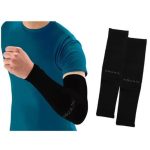 UV AQUA.X Sunscreen Half Finger Long Gloves Cuff Outdoor Arm Sleeve. Sun hot Protection Finger less Gloves.Black