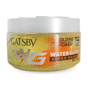 Gatsby Water Gloss - Super Hard, Wet Look Hair Gel, Shine Effect, Long Lasting Hold, Non Sticky, Easy Wash Off, Holding Level 5 - 70gm