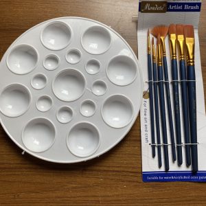 Paint Brush Set and 1 Pcs Artist Color Round Palette- 7 Pcs
