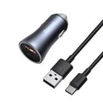 Baseus Golden Contactor Pro Dual Quick Charger Car Charger U+C 40W USB Type-C 5A 1.0m Cable Dark Gray TZCCJD-0G