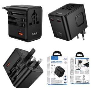 Hoco AC31 PD25W Three-Port Universal Travel Adapter