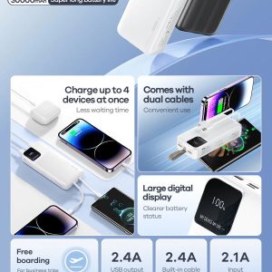 Remax RPP-659 Rellaen Series 30000mAh Powerbank WithBuilt-In Cable & Digital Display 2.4A - Image 3