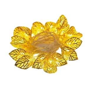 Metallic Fairy Light 3D Leaf Shape Gold Color