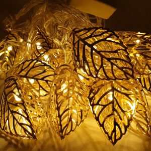 Metallic Fairy Light 3D Leaf Shape Gold Color