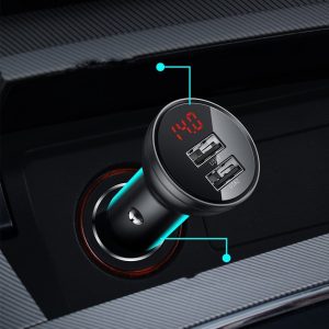 Baseus Digital Display Dual USB 4.8A Car Charger Suit