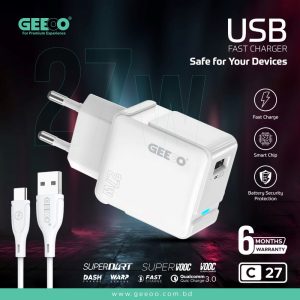 GEEOO C27 – 27W USB Fast Charger & Safe Charging