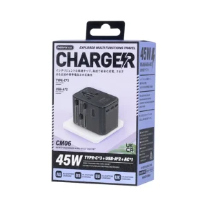 REMAX CM06 Explorer Multifunction 3 Type C + 1 USB + 1 AC 45W Fast Charging GaN Travel Wall Charger