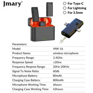 Jmary MW-16 2.4G Wireless Microphone for Mobile and Camera