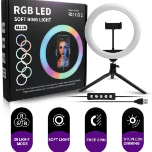 MJ26 RGB LED Soft Ring Light 26cm (10inches) Without Stand