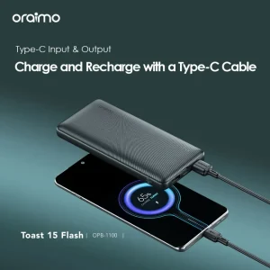 Oraimo Power Bank 10000mAh Type C 15W - Black - (OPB-1100)