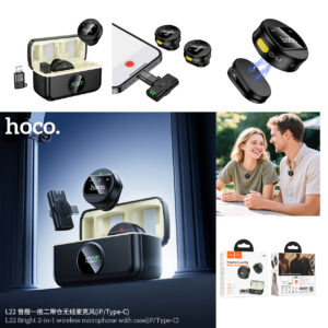 Hoco L22 Bright 2-in-1 Dual Wireless Microphone with Case