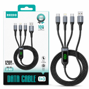 REEOO RO 30 Nylon Braided 3 In 1 Fast Charging Data Cable