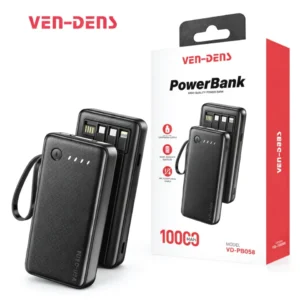 VEN-DENS VD-PB058 10000mAh High-Quality Power Bank with Built-in Charging Cable