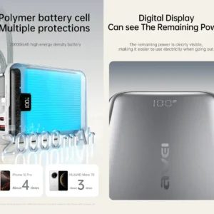 AWEI C03 20000mAh 45W Fast Charging Power Bank with Built-in Cables