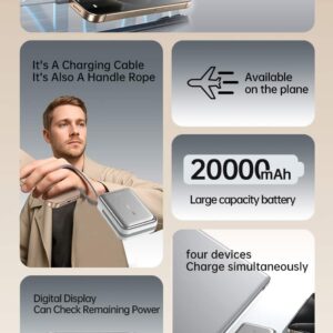 AWEI C03 20000mAh 45W Fast Charging Power Bank with Built-in Cables